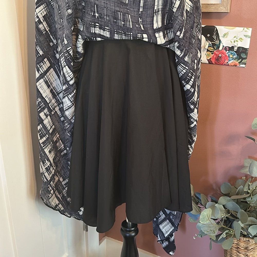 Anthropologie Corey Lynn Calter paint strokes pattern 2 black white lined dress - Picture 7 of 15